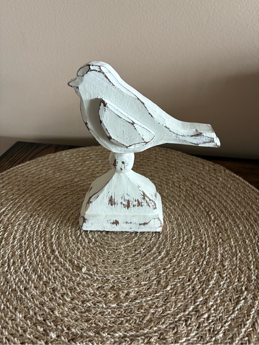 Hobby Lobby White Distressed Wooden Bird Figurine
